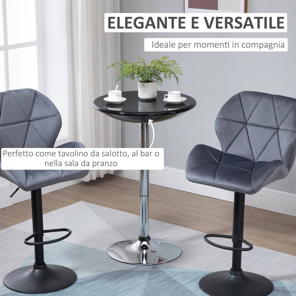 Tavolo da Bar Rotondo con Piano Girevole e Altezza Regolabile ¨C Zephmum ¨C Nero, Acciaio, ¦µ61x76-97cm