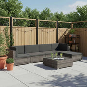 Set Divani da Giardino 6 pz con Cuscini in Polyrattan Grigio 44607