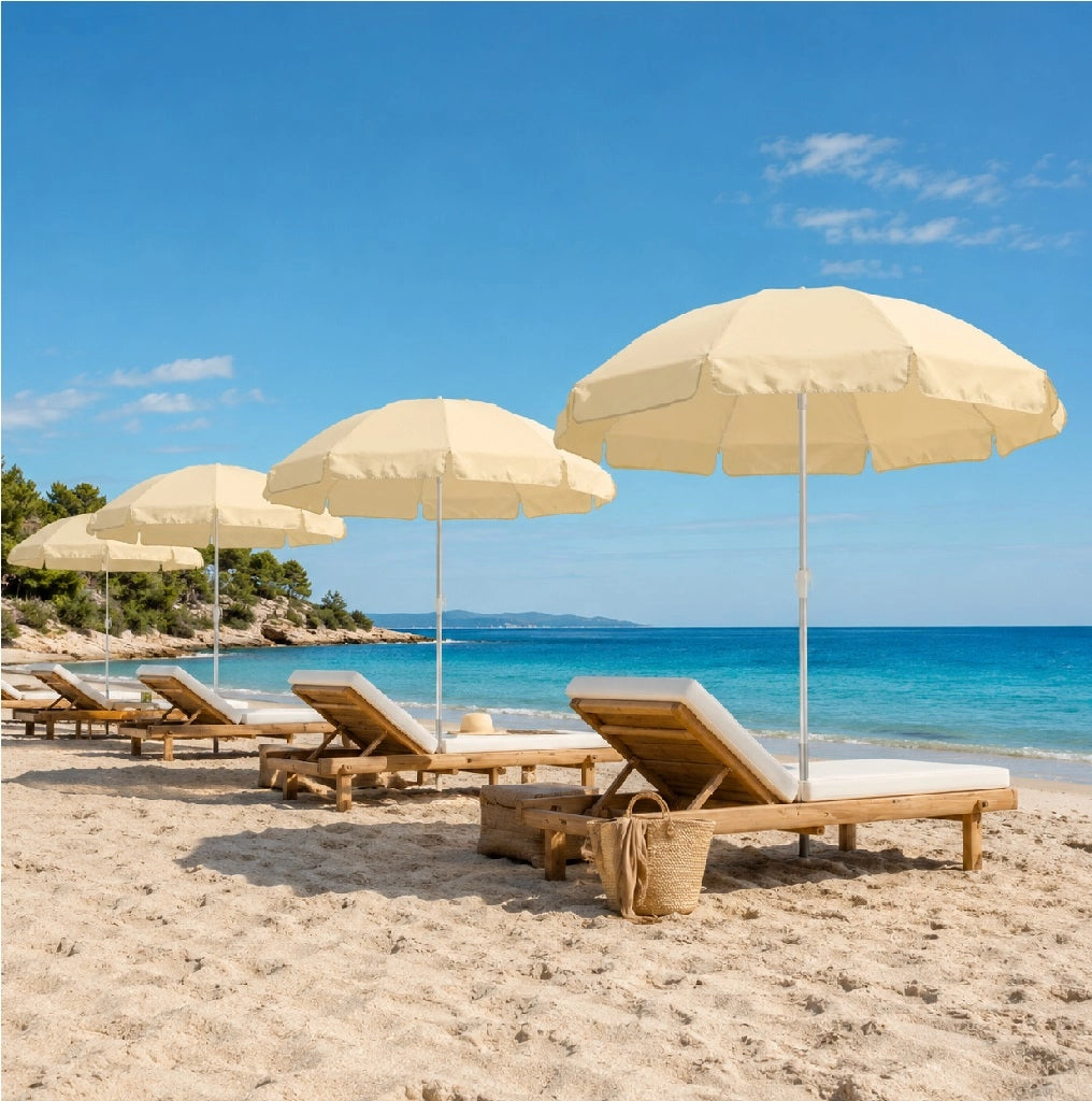 Ombrellone Mare Spiaggia 200 cm 12 Stecche Antivento Alluminio UV50+ Inclinabile Custodia
