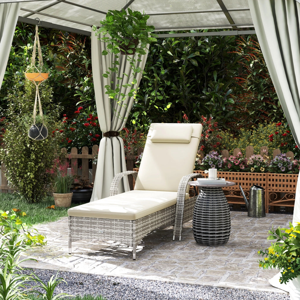 Lettino da spiaggia regolabile con materasso e rotelle ¨C zephmum ¨C grigio chiaro 200x73x30-103 cm
