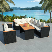 Set Divani da Giardino 5 pz con Cuscini in Polyrattan Nero cod mxl 34811