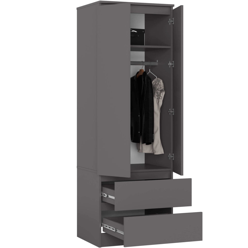 Armadio AKORD S60 Grigia Grafite 60 cm 2 ante 2 cassetti 60x51x180 cm