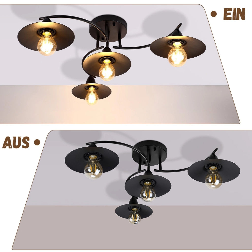 ZMH Lampada da soffitto stile industriale retrò nero E27 per corridoio camera letto sala pranzo soggiorno interno