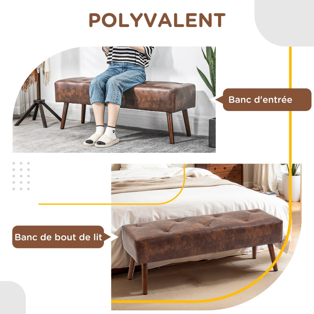 Pouf Testiera Letto ¨C zephmum ¨C Marrone Legno 114x38x42 cm