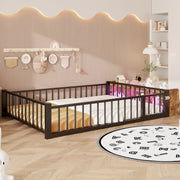 Letto 140x200 cm con vano portaoggetti; LED e sponde in metallo e MDF nero