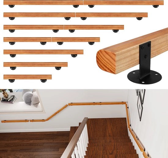 Balaustra di legno per scale a 180 cm, sostegno per le scale, supporto per porta, piedistallo