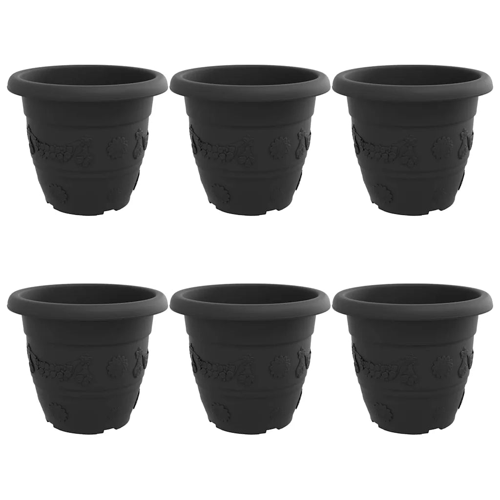 Vaso Rotondo per Fiori 6 pcs Nero Ø 34 x 28 cm Plastica 42020287