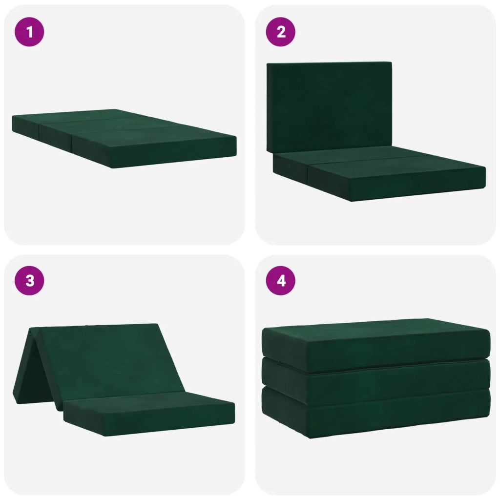 Divano Letto Pieghevole 80 x 67 x 45 cm Verde Scuro