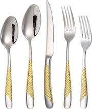 Set di cucina per 6 persone, 30 pezzi, set di cucina in acciaio inossidabile, set di cucina composto da forchetta/coltello, tavola a due in uno, lucidato a specchio, resistente alla lavastoviglie