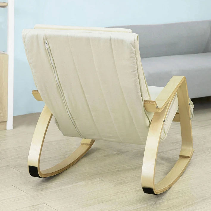 Sedia A Dondolo Poltrona Relax Poltroncina Poggia Gambe Regolabile Bianco FST16-W