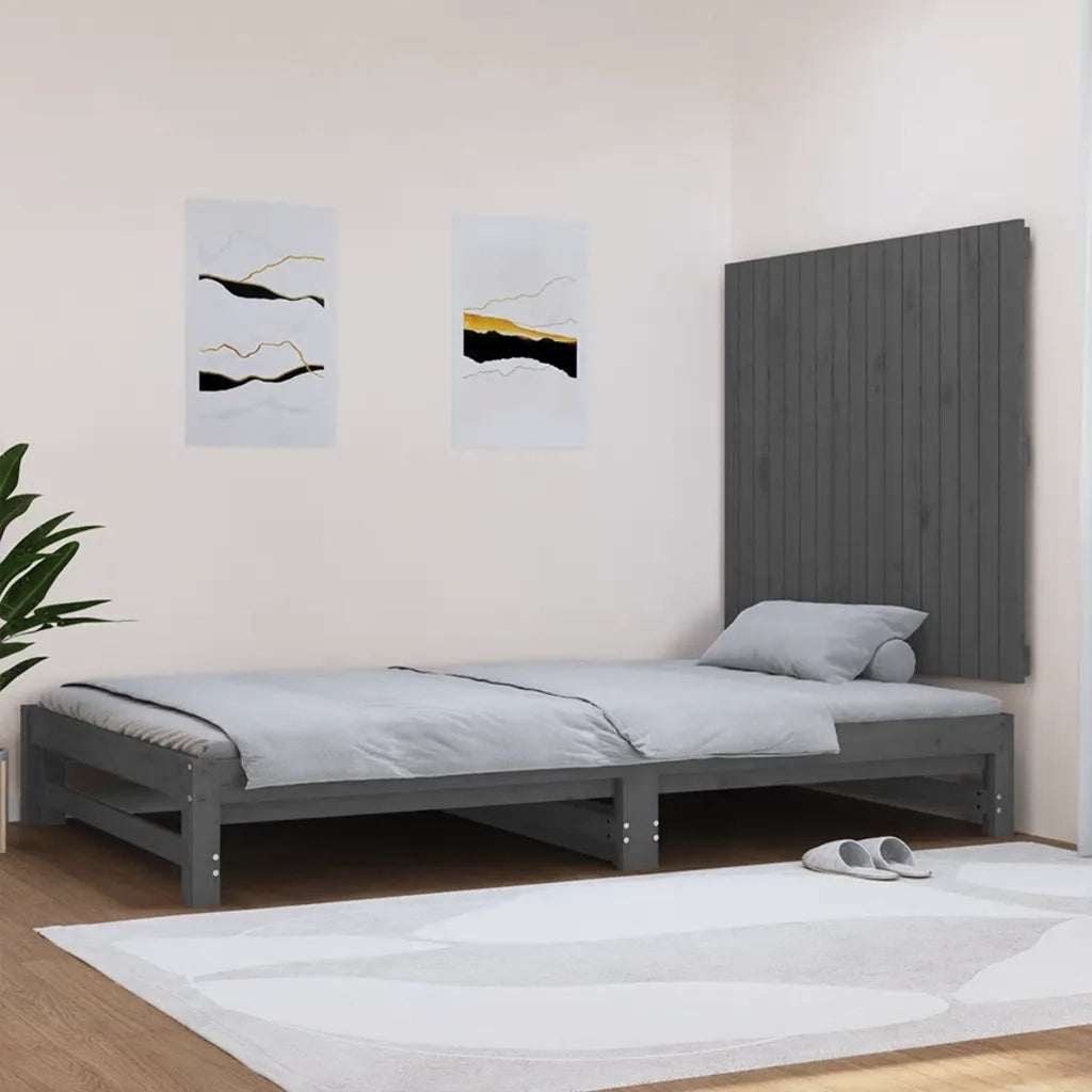 Testiera | Testata da Parete Grigia 108x3x90 cm in Legno Massello di Pino