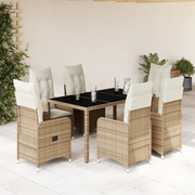 Set da Bistrò da Giardino 7 pz con Cuscini Beige in Polyrattan 3277100