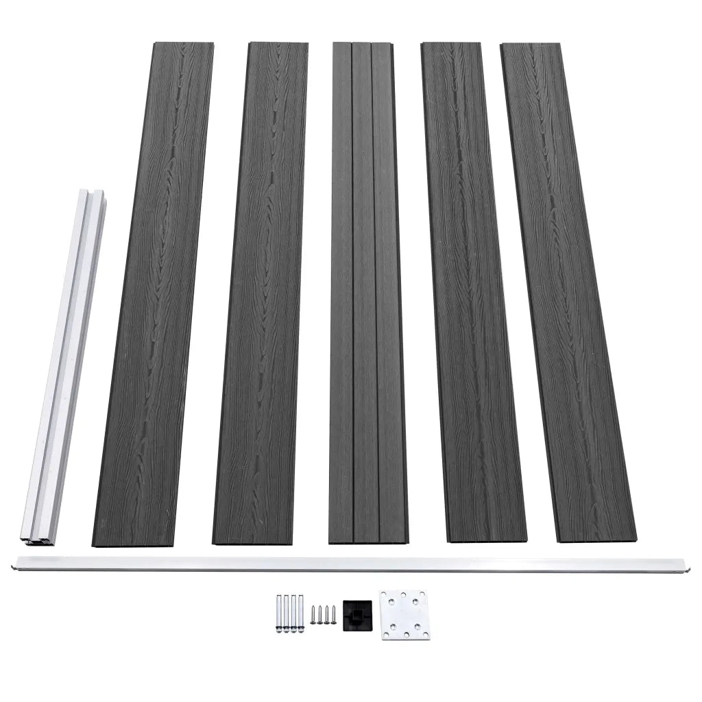 Set Pannelli di Recinzione in WPC 353x105 cm Nero  cod mxl 18212