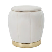 Trevel, Pouf Contenitore Forma Rotondo, 43x43x43h cm Bianco Crema