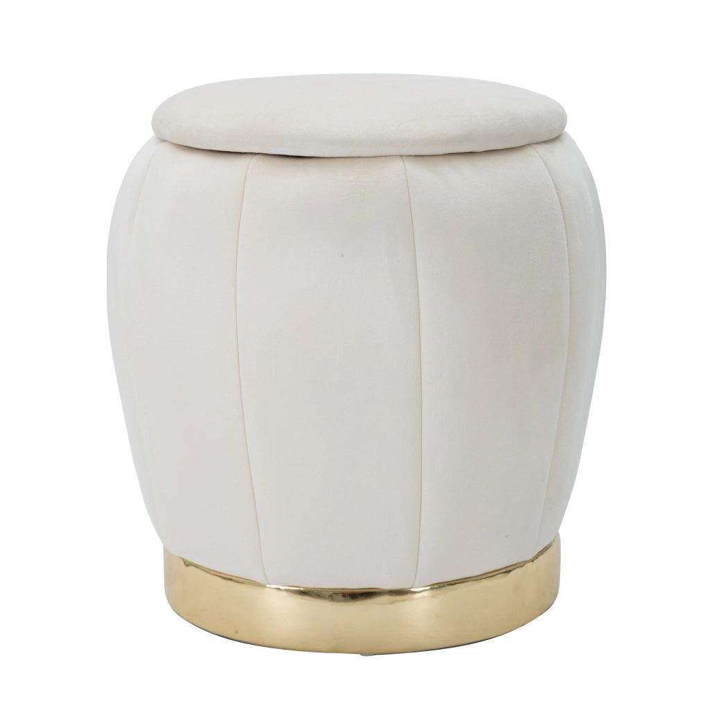 Trevel, Pouf Contenitore Forma Rotondo, 43x43x43h cm Bianco Crema