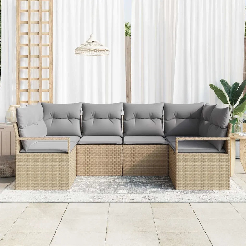 Set di divani con cuscino 6 pcs Beige polyrattan 3346520