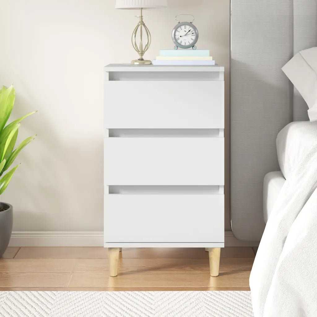Comodino | Armadio da Notte | Mobiletto da notte Bianco 40x35x70 cm in Legno Multistrato