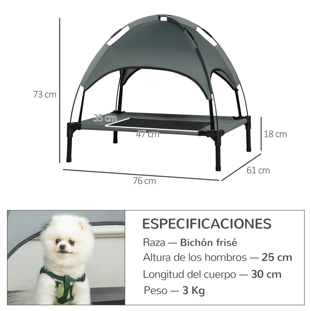 Letto per Cani Portatile con Tenda ¨C zephmum ¨C Grigio 76x61x73 cm