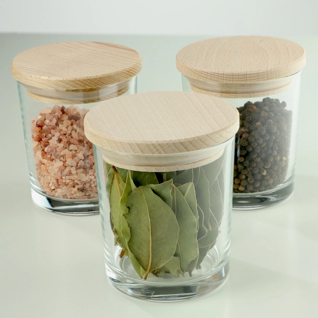 KADAX Contenitori per alimenti in vetro da 245 ml, organizer per spezie, confezione da 3 pezzi