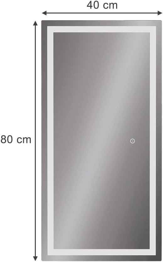 Specchio bagno Miral, Vetro, 40 x 80 cm con illuminazione frontale