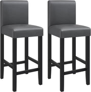 Sgabello da Bar con Schienale Poggiapiedi Sedie da Pranzo Imbottita Sedia Alta per Ristorante Cucina Legno+PVC Grigio 2 Pezzi