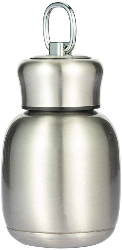 Bottiglia di Vetro Isolata a Vuoto 200 ml - Stomaca di Acciaio Inossidabile - Chiusura Ermetica - Portatile - Conserva Temperatura per 12 Ore - Flacone Isolante a Vuoto