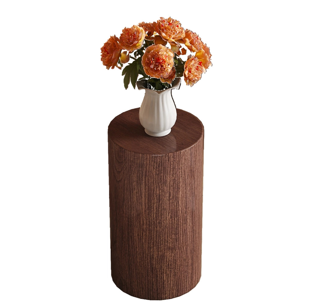 Tavolino laterale cilindrico in MDF color noce; ? 30 x 55 cm
