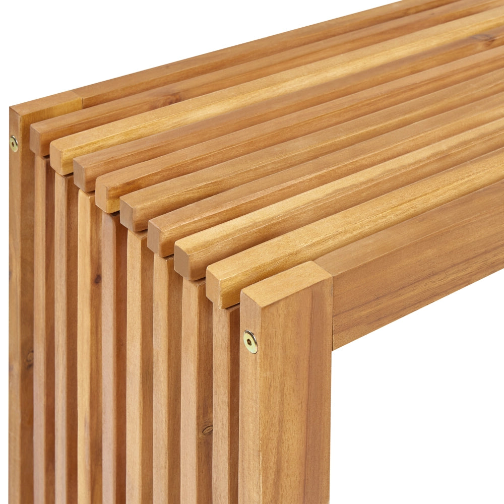 Tavolo da pranzo da giardino in legno massiccio di acacia chiaro 150 x 35 cm 4 posti a sedere rettangolare per interni esterni rustico
