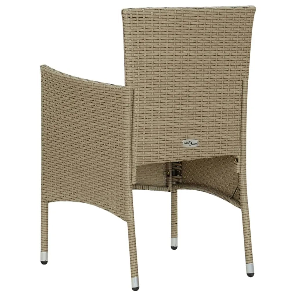 Set Pranzo da Giardino 7 pz con Cuscini in Polyrattan Beige cod mxl 43700