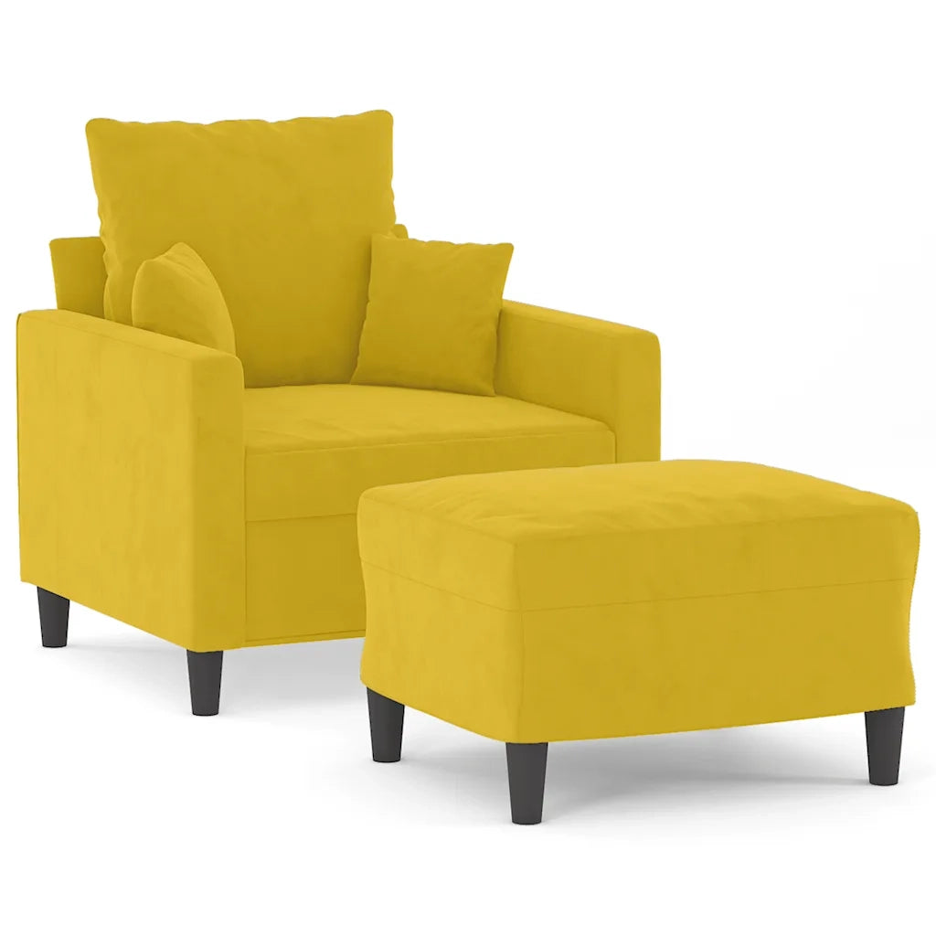 Poltrona | Sedia Relax con Poggiapiedi Giallo 60 cm in Velluto