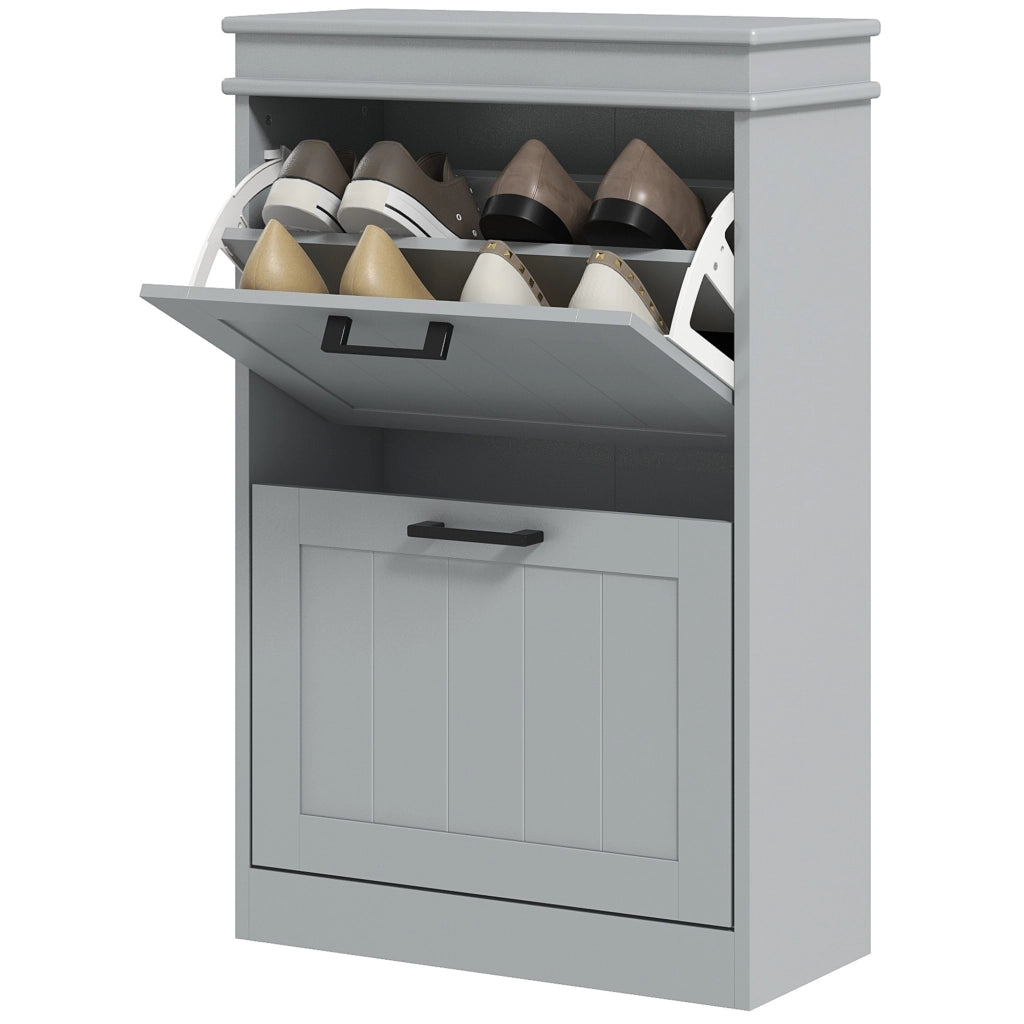Scarpiera a 2 Ante con Ripiani Regolabili ¨C Zephmum ¨C Grigio 54x24x82.5 cm