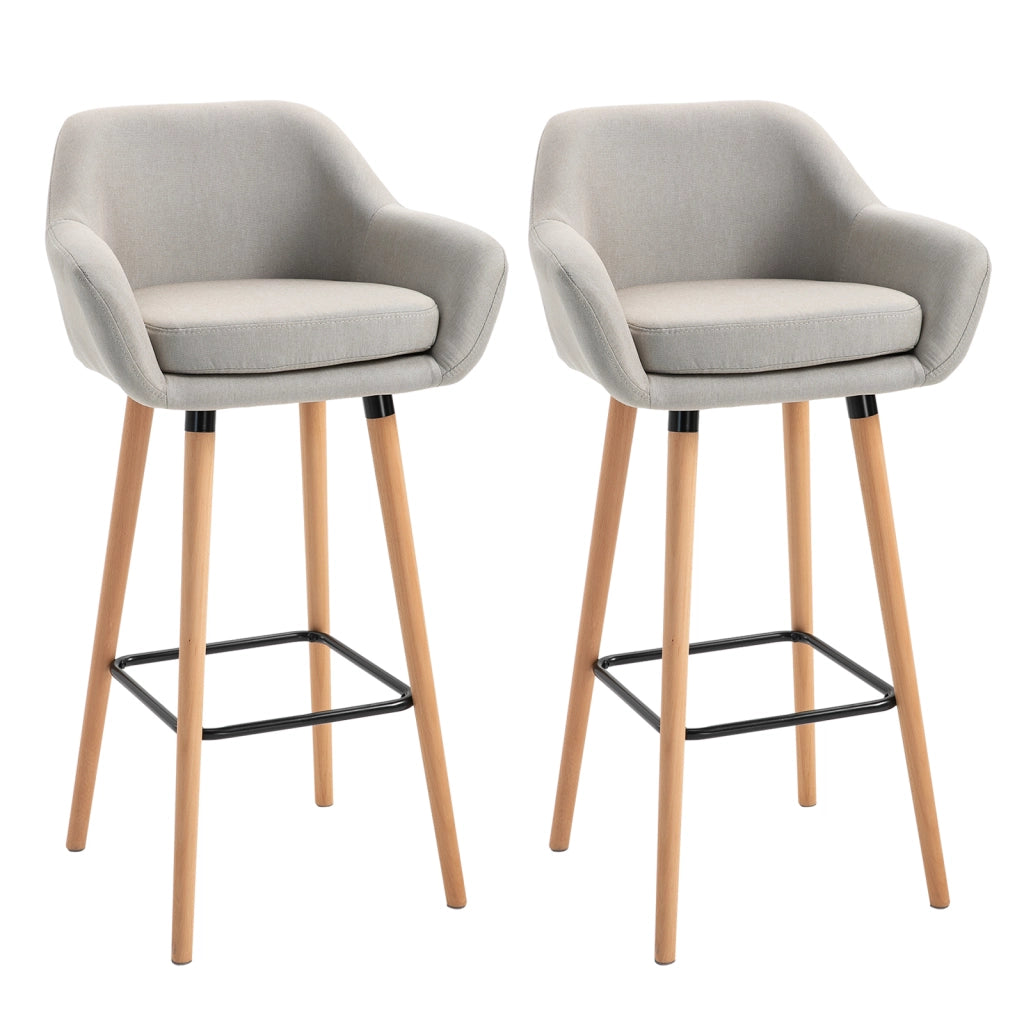 Set di 2 sgabelli da bar con schienale e braccioli in metallo beige per cucina e bancone 100 × 55 × 48 cm
