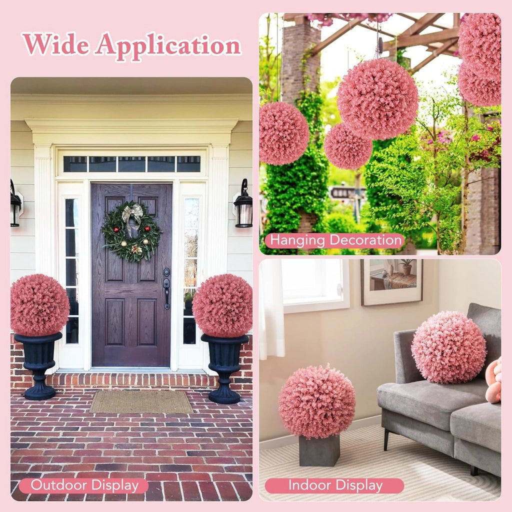 2 sfere di bosso, 44 cm, pianta artificiale di eucalipto, a forma di bosso, resistenti ai raggi UV, piante artificiali, palline decorative, per matrimonio, giardino, casa