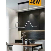 Trade Shop - Lampadario Led A Sospensione Soffitto 46 Watt Moderno Nero Luce 6500k 4000k B57 - -bianco Freddo      -
