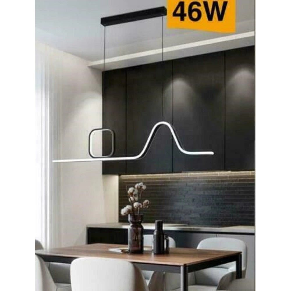 Trade Shop - Lampadario Led A Sospensione Soffitto 46 Watt Moderno Nero Luce 6500k 4000k B57 - -bianco Freddo      -