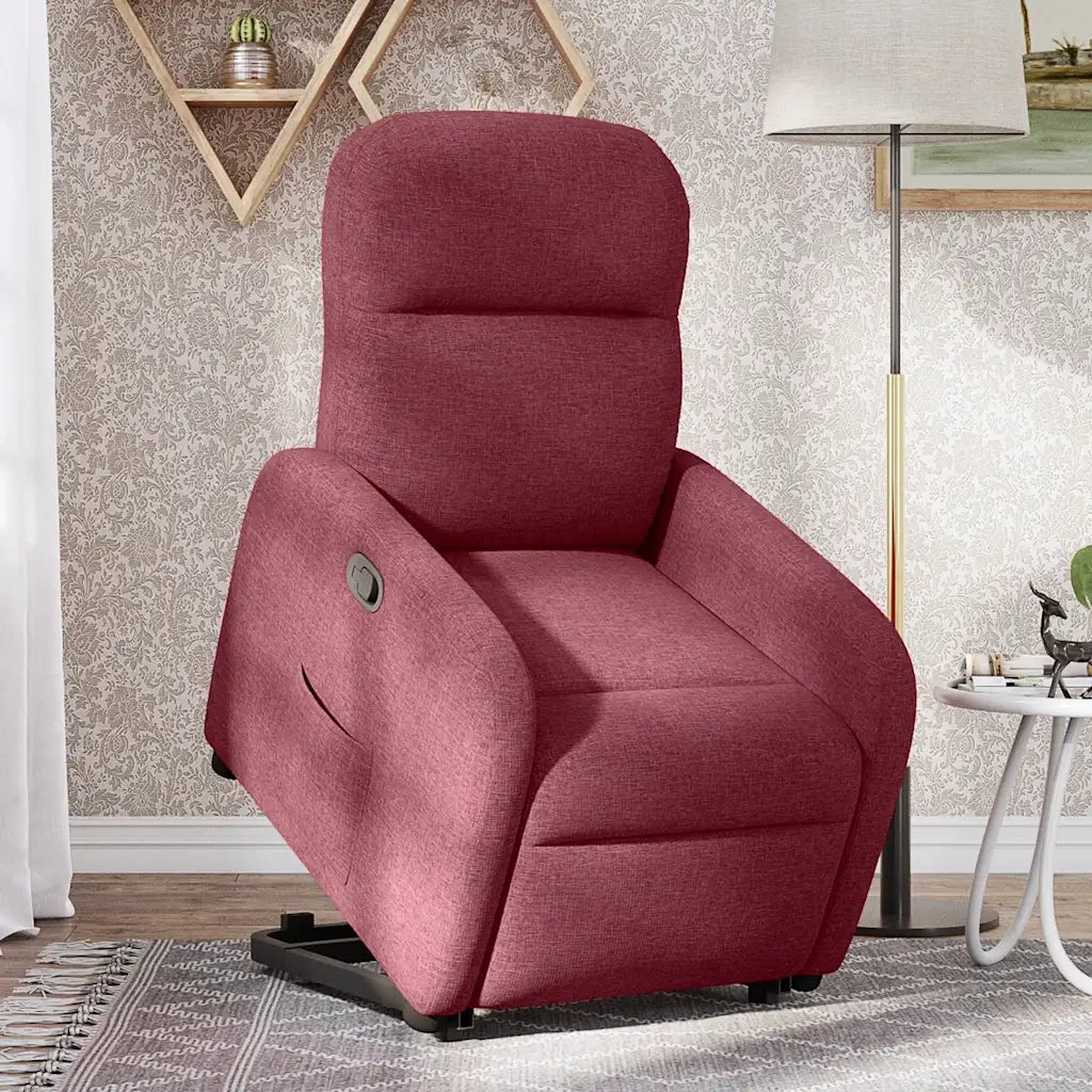 Poltrona | Sedia Relax Alzapersona Reclinabile Rosso Vino in Tessuto