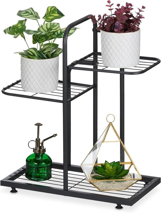 Etagère per piante a 3 livelli per vasi di fiori e erbe - Dimensioni: 505 x 44 x 22 cm - Etagère per piante in acciaio bianco per interni