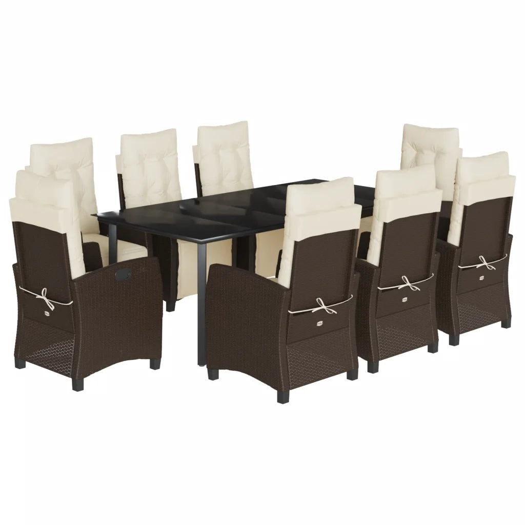 Set da Pranzo da Giardino 9pz con Cuscini Marrone in Polyrattancod mxl 87079