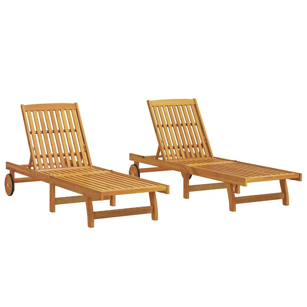 Lettini Prendisole 2pz in Legno Massello di Acacia 3325193