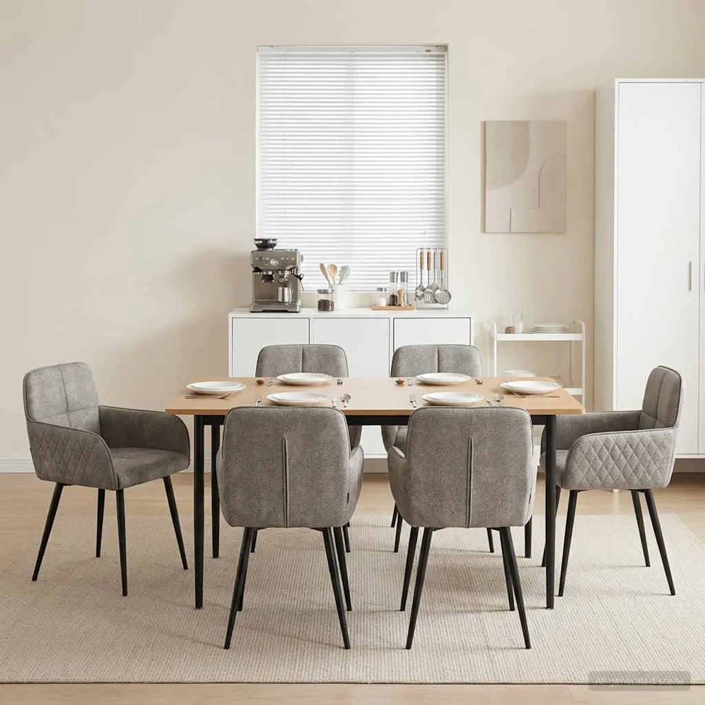 Sedie da pranzo 6 pz Pelle Scamosciata Sintetica Grigio Chiaro 3428234