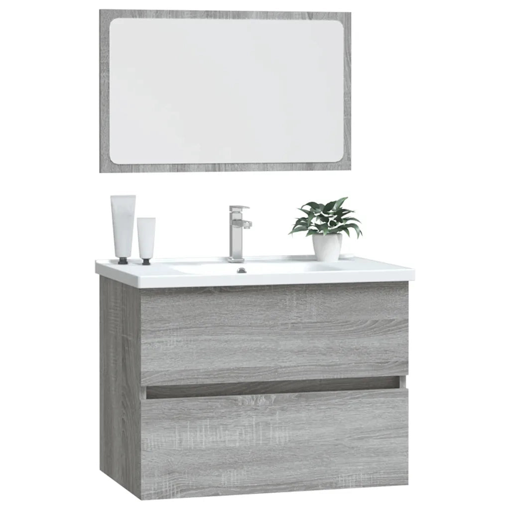 Set Mobili da Bagno 2 pz Grigio Sonoma in Legno Multistrato 815736