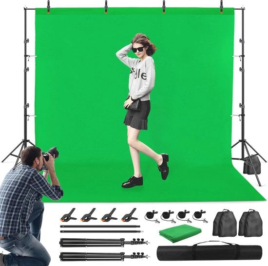 Telaio Portatile 2x3m con Fondoschermo Verde e Tasca Portatile - Ideale per Foto e Video