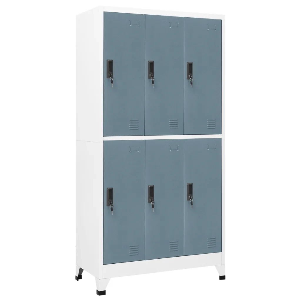Armadietto moderno con vani portaoggetti 90 x 45 x 180 cm in acciaio grigio scuro 02_0047016