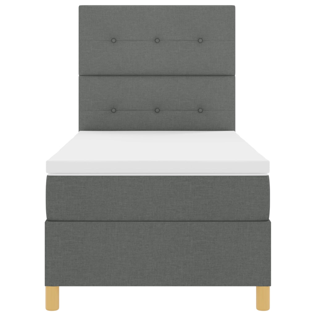 Letto Box Spring con Materasso e LED Grigio Scuro 80x200 cm Tessuto