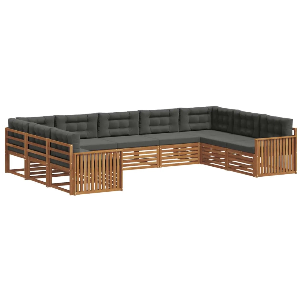 Set di divani da esterno con cuscino 9 pcs Naturale e Antracite