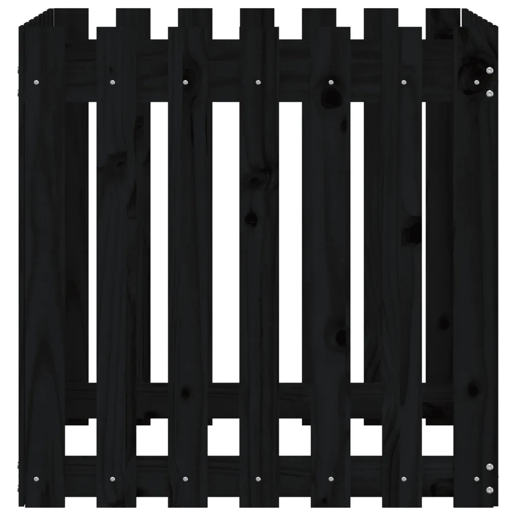 Fioriera Giardino a Recinzione Nera 70x70x70 cm Massello Pino 832464