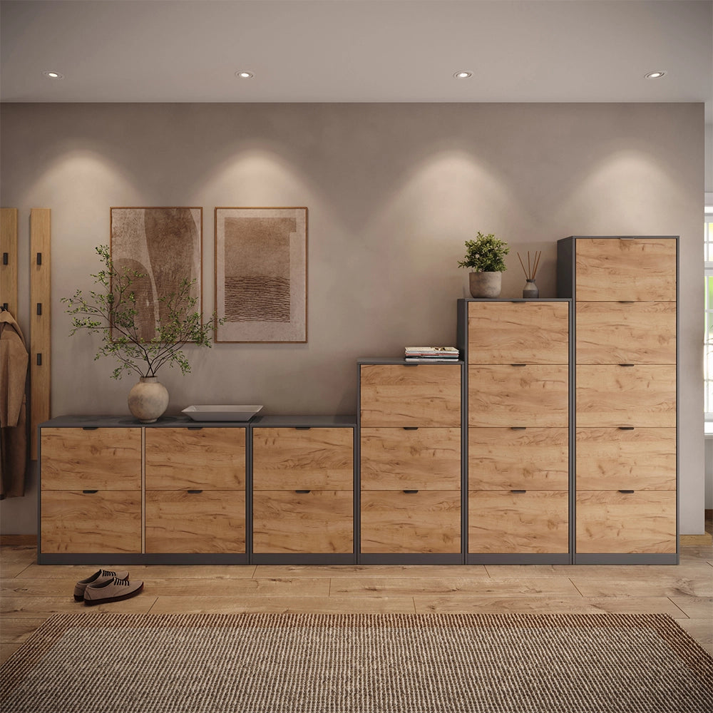 Scarpiera da ingresso Gizmo Rovere dorato/Antracite 59 x 77.6 cm con 2 scomparti Vicco