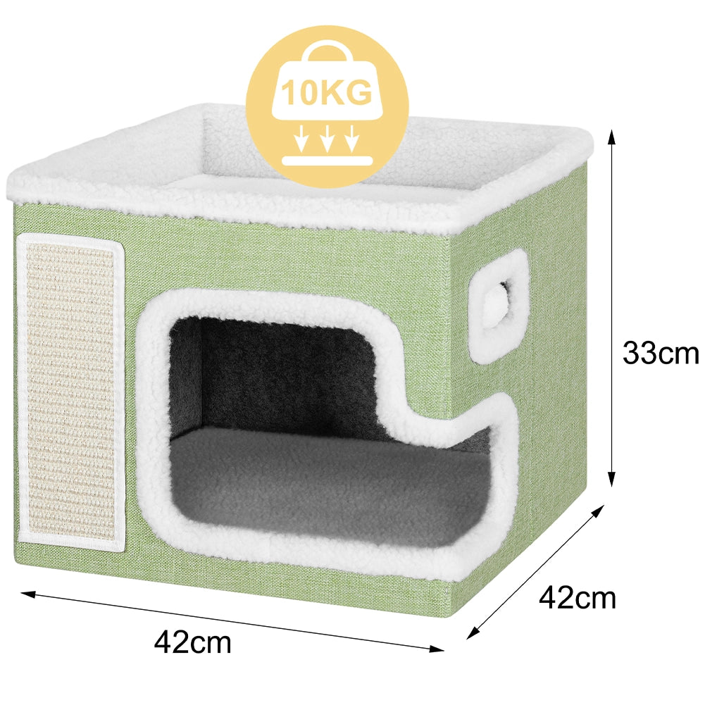 Cuccia Casa per Gatti Verde Tiragraffi Casetta Animali Domestici 42x42x33 cm