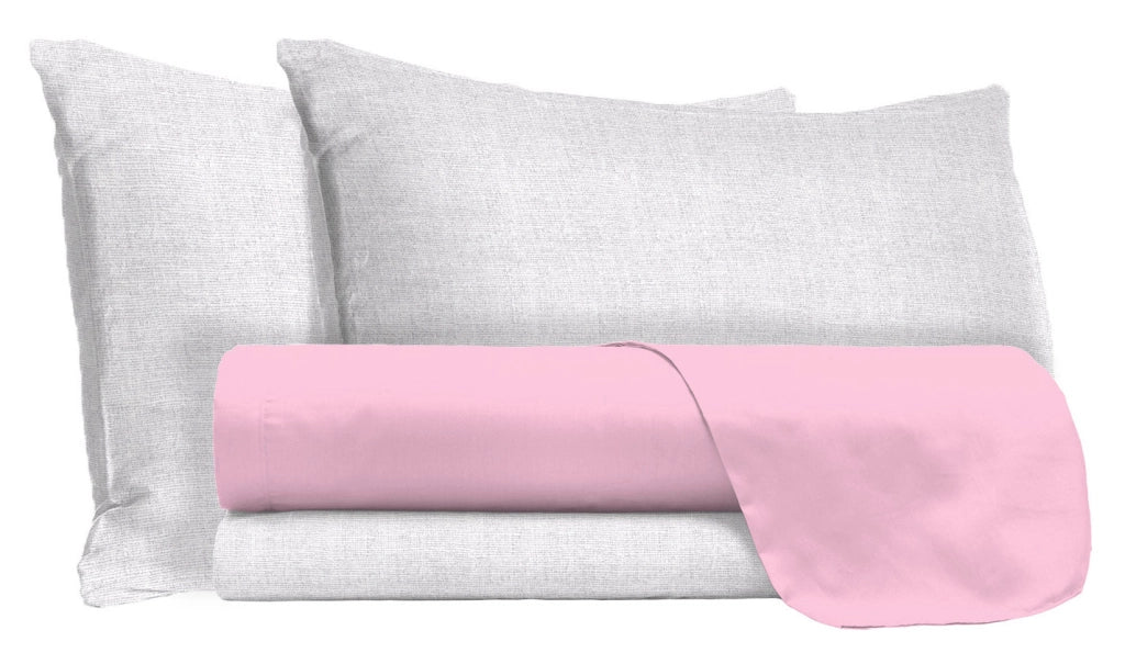Set Lenzuola Singolo Sopra Sotto e Federe in Cotone Rosa