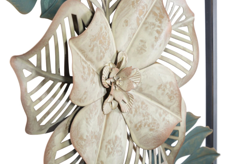 Pannello decorativo in ferro con foglie in metallo - cm 31x4x90
